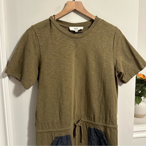 Athe Vanessa Bruno Green Blue Cotton Linen Mini Dress Small - Picture 6 of 9